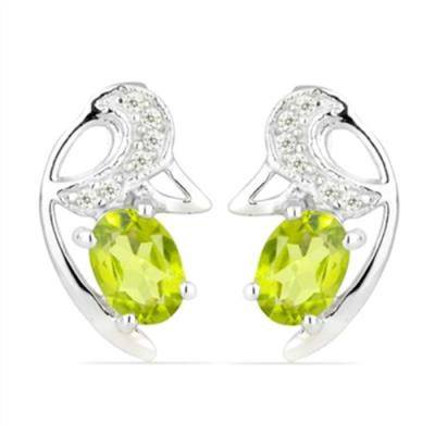 BUY 925 STERLING SILVER NATURAL PERIDOT GEMSTONE CLASSIC EARRINGS – RHODIUM PLATED WHOLESALE JEWELRY